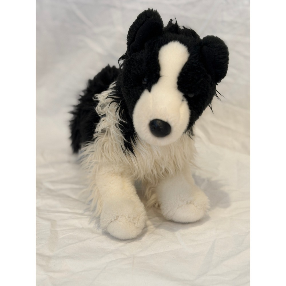 Douglas Cuddle Toy Border Collie Plush Black White Stuffed Animal 16 Inch